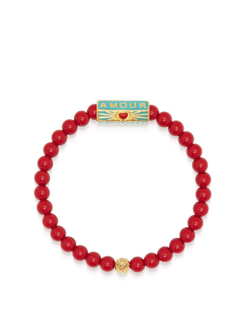 Nialaya Men's Beaded Bracelet Amour Red Jade Bracelet Amour Red Jade Bracelet